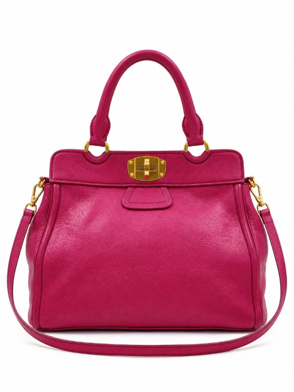Miu Miu Pink Leather Satchel Tote Shoulder Bag with Strap & Card